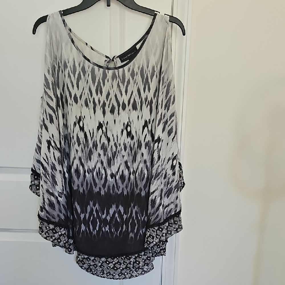 Lane Bryant Black and White Patterned Blouse